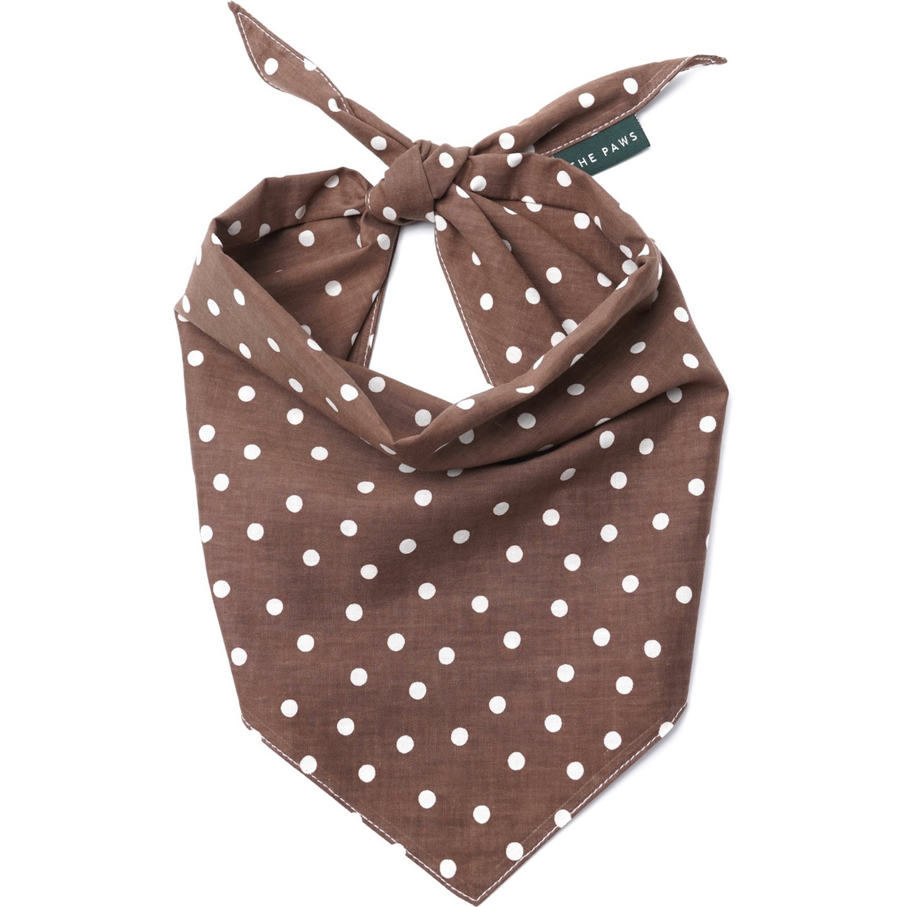 The Paws Chocolate Dot Machine Washable Dog Bandana, Large