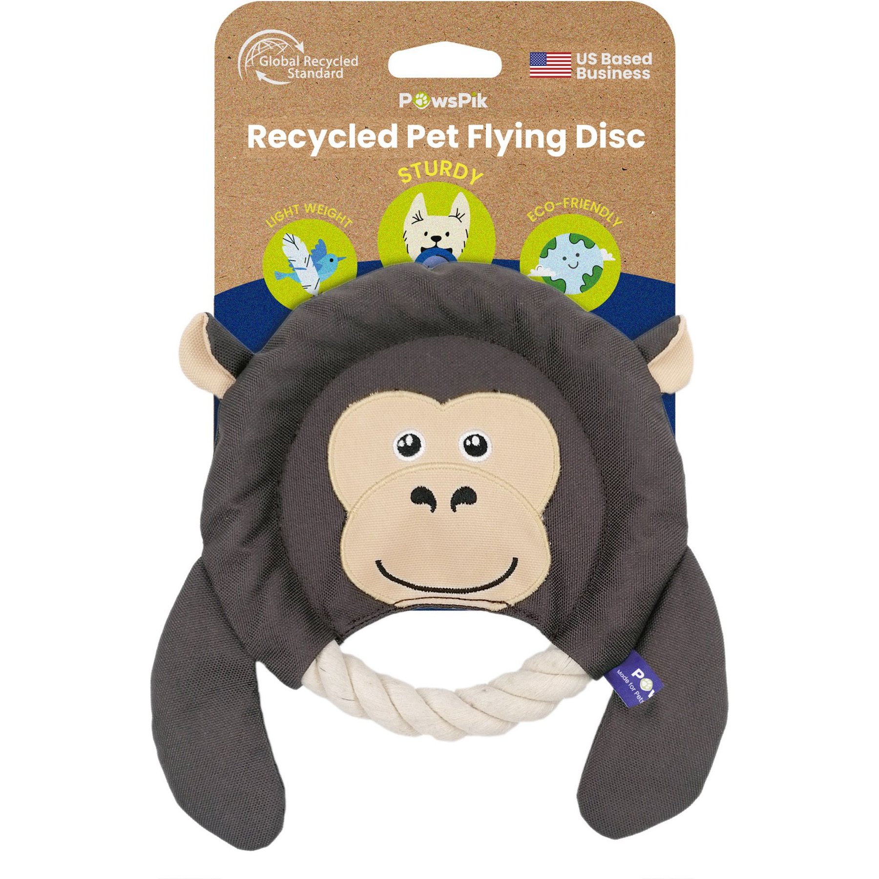 The PawsPik 2-in-1 Adventurous Ape Flying Disc & Tug Dog Toy