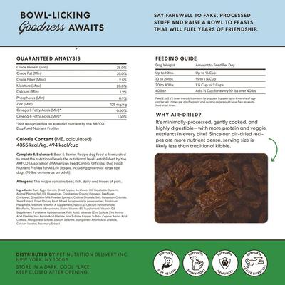 Show full view: The Pets Table Chicken & Sweet Potato + Beef & Berries Air-Dried Dog Food, 16-oz bag slide 7 of 11