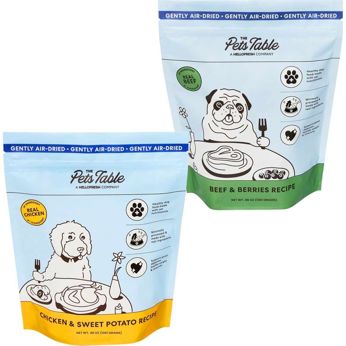 The Pets Table Chicken & Sweet Potato + Beef & Berries Air-Dried Dog Food, 48-oz bag