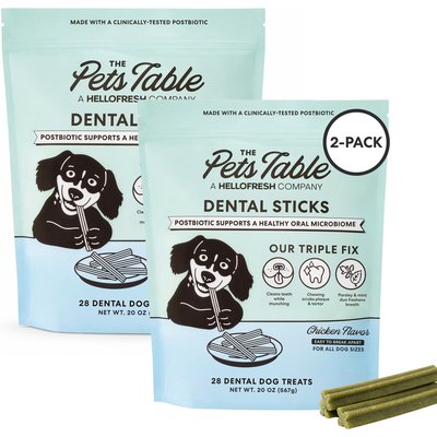 The Pets Table The Pets Table Dental Chicken, Mint & Parsley Dental Chew Stick Treats for Dogs, 56 count bundle