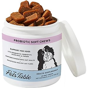 The Pets Table Probiotic Duck Flavored Soft Chew Gut Health & Digestion Aid Supplement for Dogs, 60 count