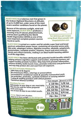 Show full view: The Petz Kitchen Black Maca Powder Dog & Cat Supplement, 8-oz bag slide 3 of 5