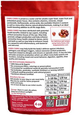 Show full view: The Petz Kitchen Camu Camu Powder Dog & Cat Supplement, 4-oz bag slide 3 of 6