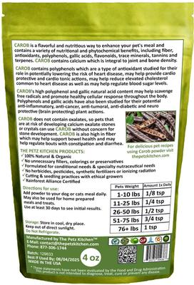 Show full view: The Petz Kitchen Carob Powder Dog & Cat Supplement, 4-oz bag slide 3 of 5