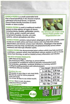 Show full view: The Petz Kitchen Chanca Piedra Powder Dog & Cat Supplement, 4-oz bag slide 3 of 6