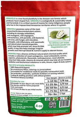 Show full view: The Petz Kitchen Graviola Powder Dog & Cat Supplement, 4-oz bag slide 3 of 5