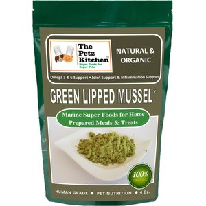 The Petz Kitchen Green Lipped Mussel Omega 3 & 6 Joint & Inflammation Support Dog & Cat Supplement, 4-oz jar