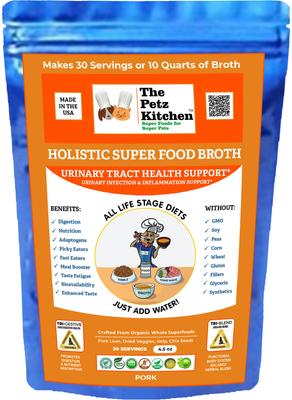 Show full view: The Petz Kitchen Holistic Super Food Broth Urinary Track Health Support Pork Flavor Concentrate Powder Dog & Cat Supplement, 4.5-oz bag slide 1 of 8