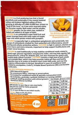 Show full view: The Petz Kitchen Lucuma Powder Dog & Cat Supplement, 4-oz bag slide 3 of 6