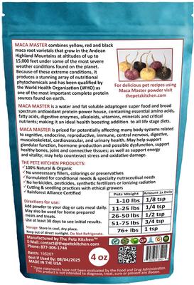 Show full view: The Petz Kitchen Maca Master Dog & Cat Supplement, 4-oz bag slide 3 of 6