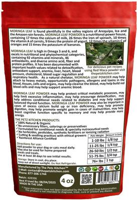 Show full view: The Petz Kitchen Moringa Leaf Powder Antioxidant Vitamin & Mineral Support Dog & Cat Supplement, 4-oz jar slide 3 of 4