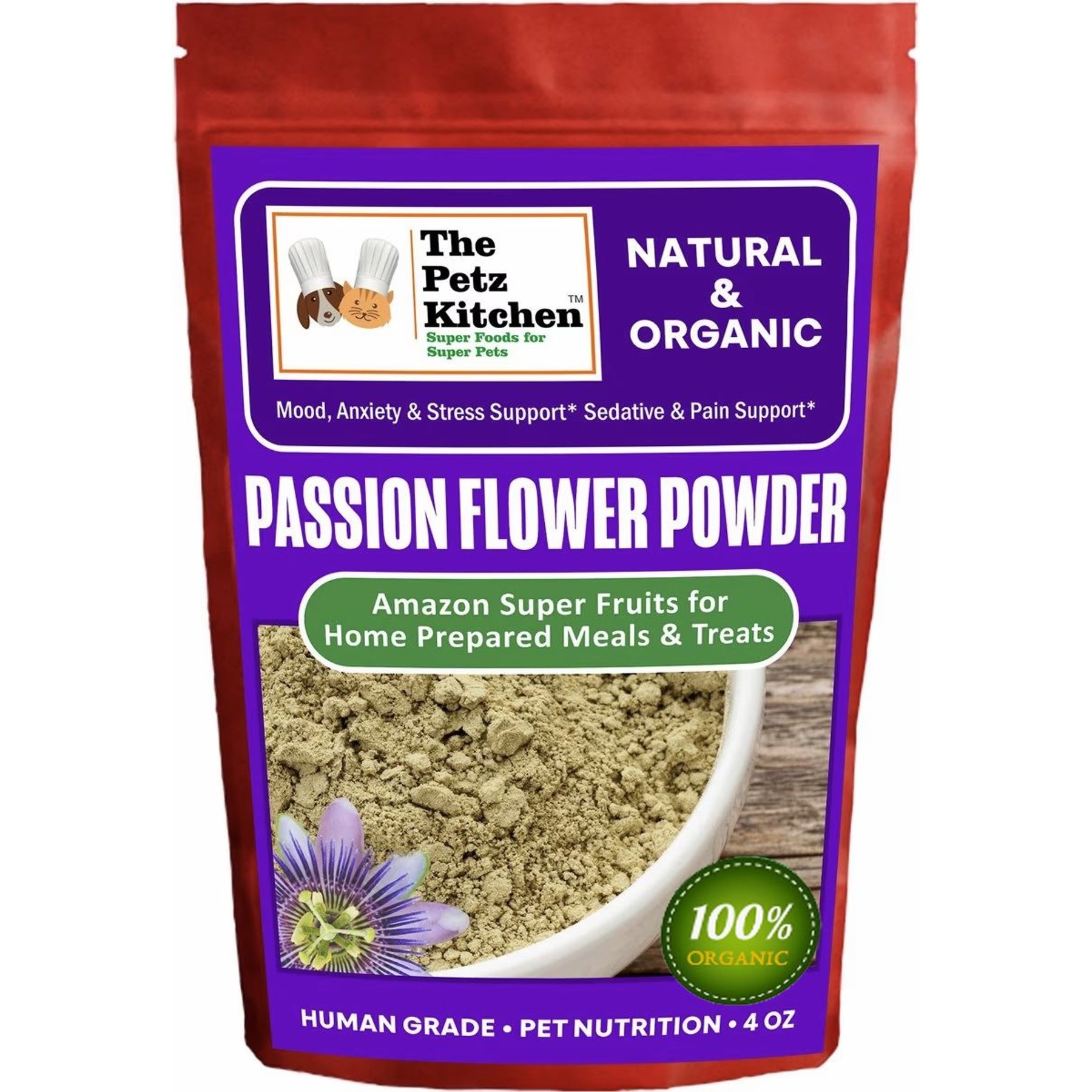 The Petz Kitchen Passion Flower Powder Dog & Cat Supplement, 4-oz bag