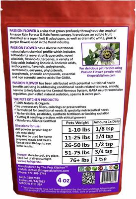 Show full view: The Petz Kitchen Passion Flower Powder Dog & Cat Supplement, 4-oz bag slide 3 of 6