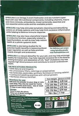 Show full view: The Petz Kitchen Spirulina Omega 3 & 6 Lymphatic, Weight & Probiotic Immune Support Dog & Cat Supplement, 4-oz jar slide 3 of 4