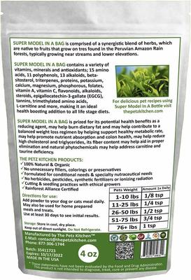 Show full view: The Petz Kitchen Super Model In A Bag Dog & Cat Supplement, 4-oz bag slide 3 of 5