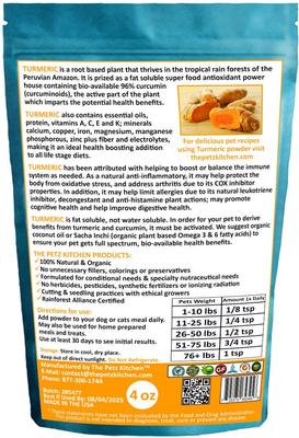 Show full view: The Petz Kitchen Turmeric Powder Dog & Cat Supplement, 4-oz bag slide 3 of 6