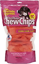 The Rawhide Express Beefhide Chew Chips Bubble Gum Flavor Dog Treats, 16-oz bag