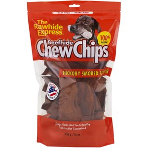 The Rawhide Express Beefhide Chew Chips Hickory Smoked Flavor Dog Treats, 16-oz bag