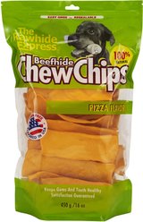 The Rawhide Express Beefhide Chew Chips Pizza Flavor Dog Treats, 16-oz bag