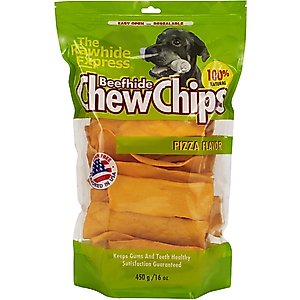 The Rawhide Express Beefhide Chew Chips Pizza Flavor Dog Treats, 16-oz bag