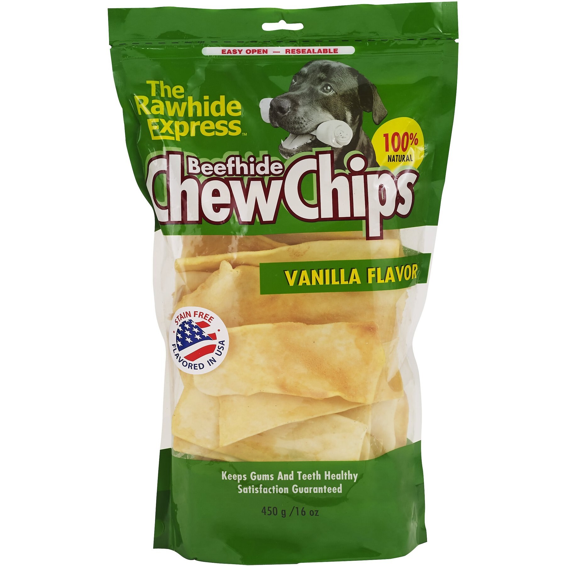 The Rawhide Express Beefhide Chew Chips Vanilla Flavor Dog Treats, 16-oz bag