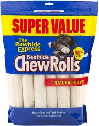 The Rawhide Express Beefhide Chew Rolls Natural Flavor Dog Treats, 9-10-in, 12 count