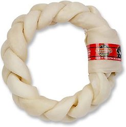 The Rawhide Express Natural Braided Donut Dog Treat, 7-8-in, 2 count bundle