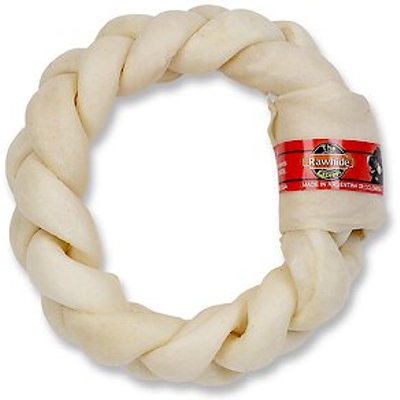 The Rawhide Express The Rawhide Express Natural Braided Donut Dog Treat, 7-8-in, 2 count bundle