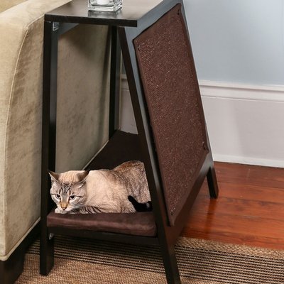 The Refined Feline The Refined Feline A-Frame Covered Cat Bed, Espresso