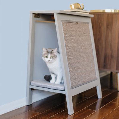 The Refined Feline The Refined Feline A-Frame Covered Cat Bed, Smoke