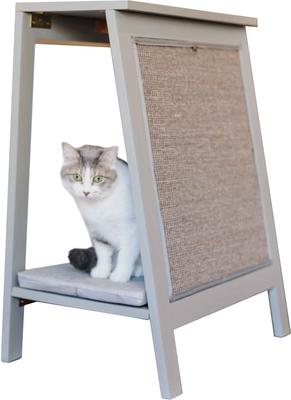 Show full view: The Refined Feline A-Frame Covered Cat Bed, Smoke slide 4 of 8