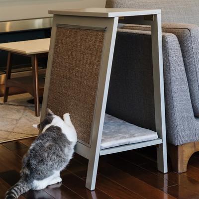 Show full view: The Refined Feline A-Frame Covered Cat Bed, Smoke slide 6 of 8