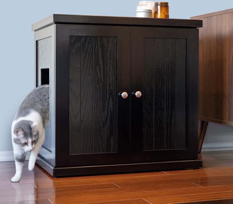 Show full view: The Refined Feline Cottage Deluxe Cat Litter Box, Espresso, Large slide 1 of 3