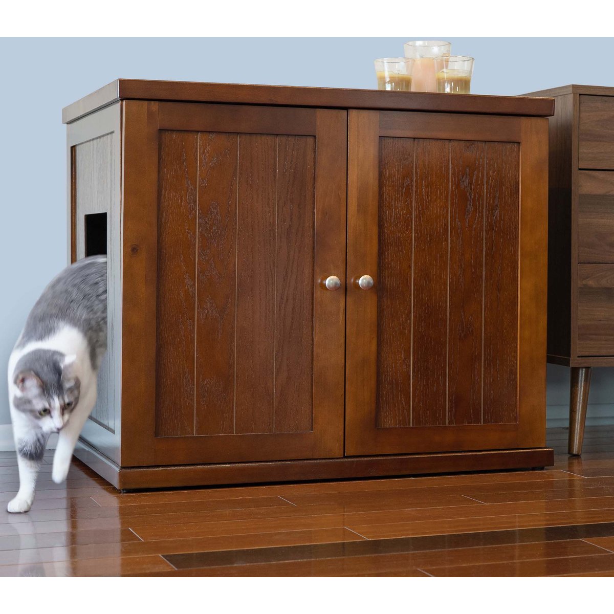 The Refined Feline Cottage Deluxe Cat Litter Box, Mahogany, X-Large
