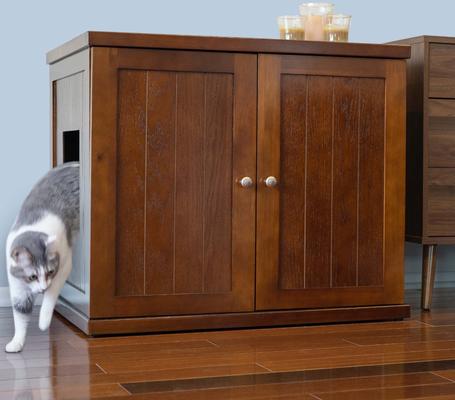 Show full view: The Refined Feline Cottage Deluxe Cat Litter Box, Mahogany, X-Large slide 1 of 3