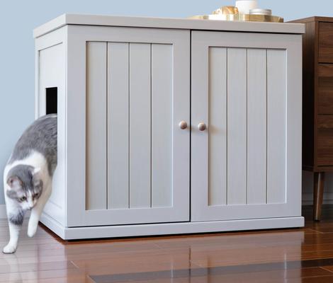 Show full view: The Refined Feline Cottage Deluxe Cat Litter Box, Smoke, X-Large slide 1 of 3