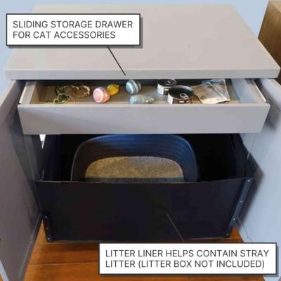 Show full view: The Refined Feline Farmhouse Deluxe Cat Litter Box, Espresso, Large slide 3 of 7