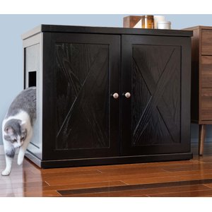 The Refined Feline Farmhouse Deluxe Cat Litter Box, Espresso, X-Large