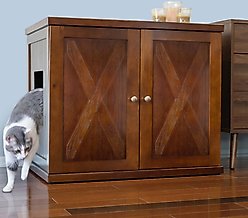The Refined Feline Farmhouse Deluxe Cat Litter Box, Mahogany, X-Large