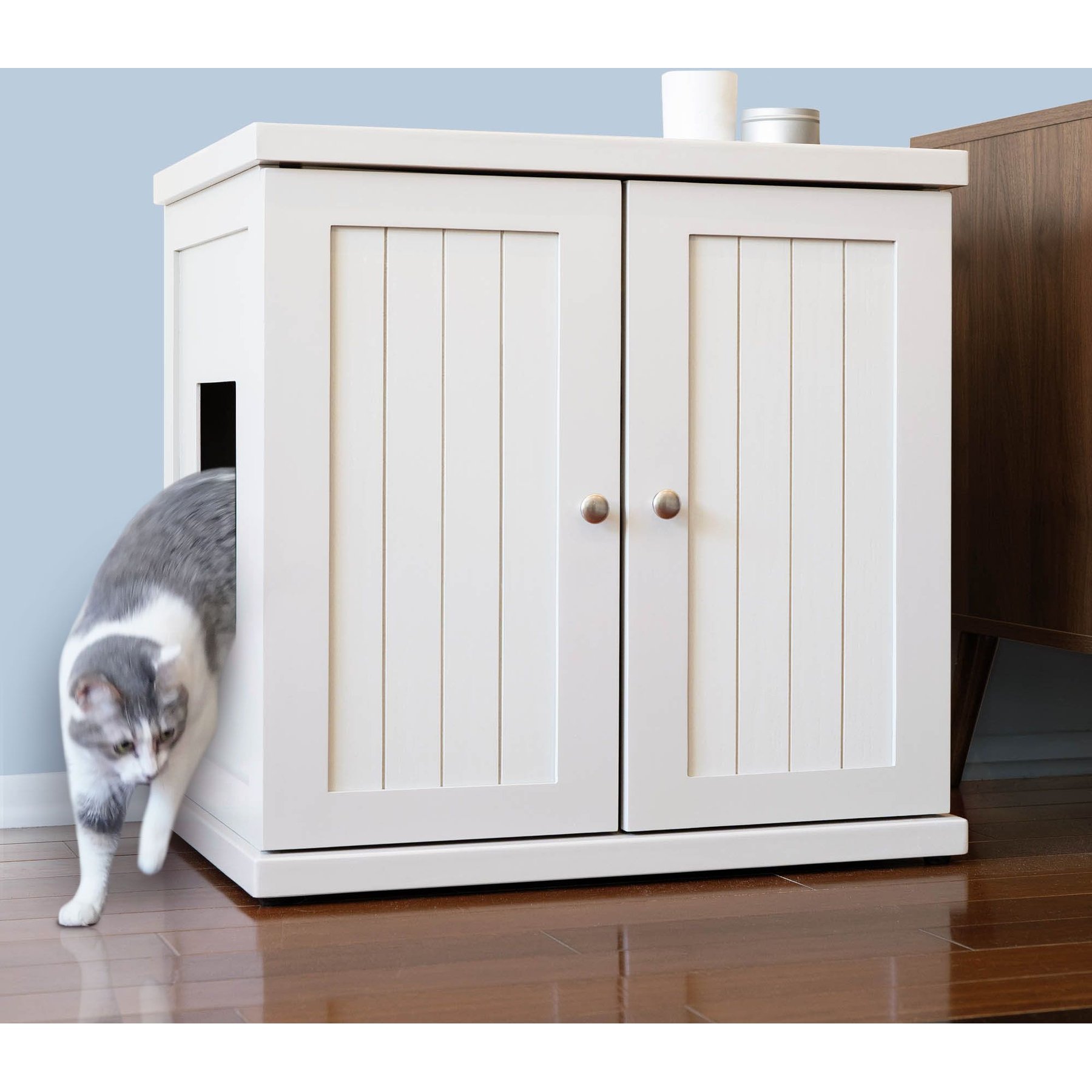 The Refined Feline Farmhouse Deluxe Cat Litter Box, White, X-Large