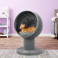 The Refined Feline Kitty Ball Cat Bed, Smoke slide 1 of 9