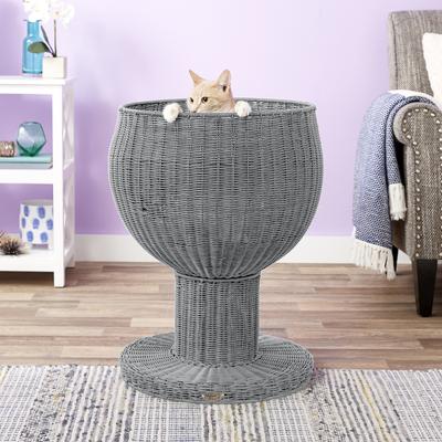 Show full view: The Refined Feline Kitty Ball Cat Bed, Smoke slide 3 of 12