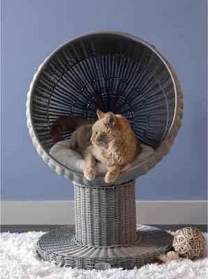 Show full view: The Refined Feline Kitty Ball Cat Bed, Smoke slide 4 of 12