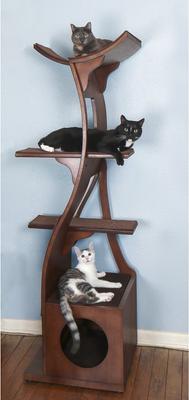 Show full view: The Refined Feline Lotus 69-in Cat Tree, Mahogany slide 4 of 5