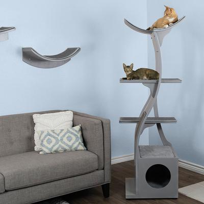 Show full view: The Refined Feline Lotus 69-in Cat Tree, Smoke slide 4 of 5