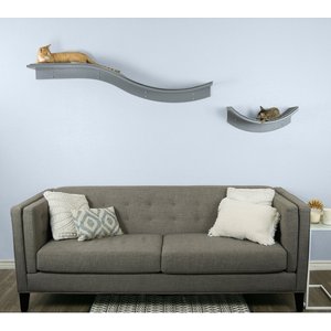 The Refined Feline Lotus Branch Wall Mounted Cat Wall Shelf, Smoke