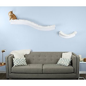 The Refined Feline Lotus Branch Wall Mounted Cat Wall Shelf, White