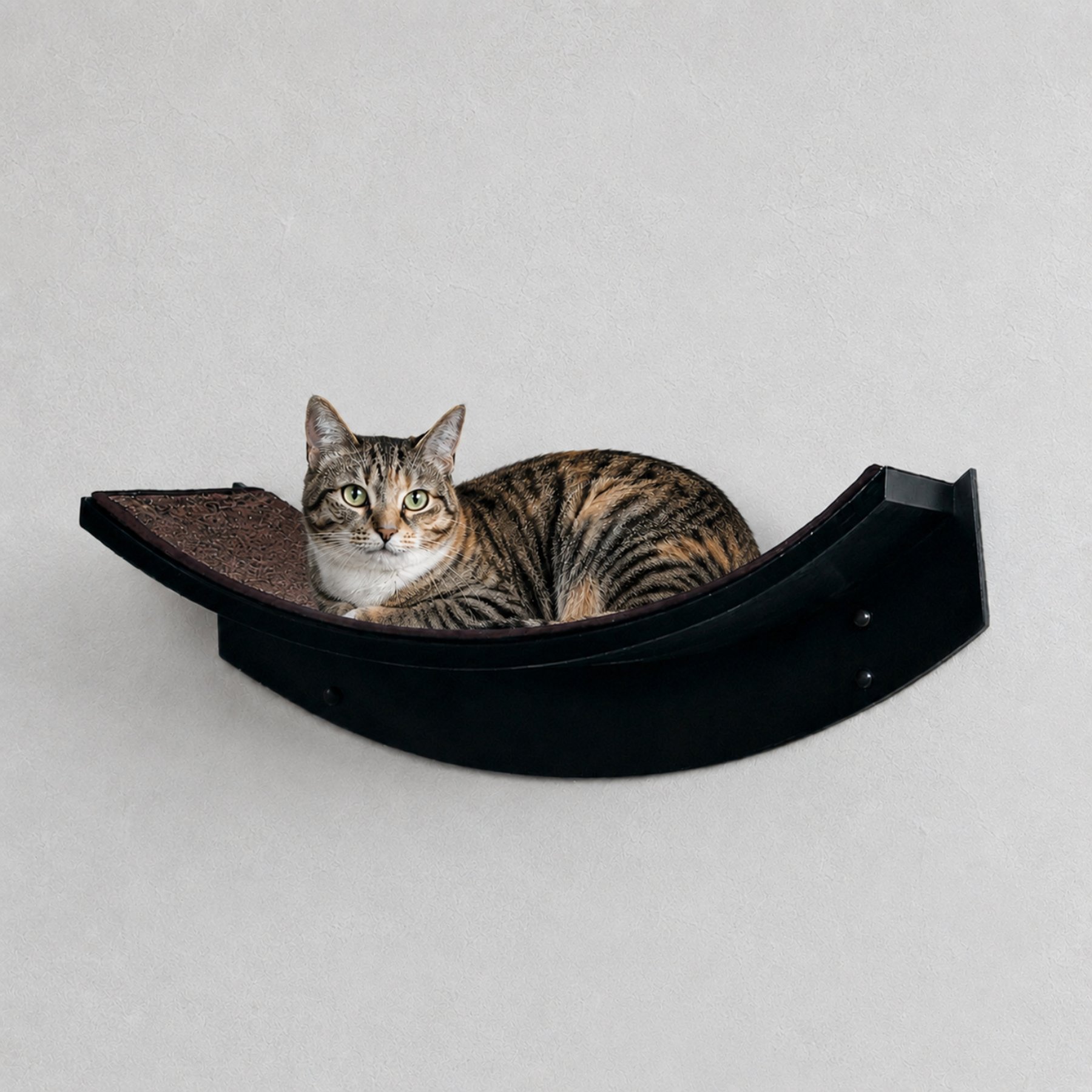 The Refined Feline Lotus Leaf Wall Mounted Cat Wall Shelf, Ebony