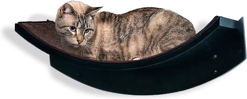 Show full view: The Refined Feline Lotus Leaf Wall Mounted Cat Wall Shelf, Espresso slide 3 of 7